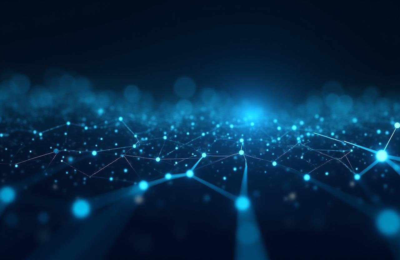 Abstract financial data flow visualization with geometric lines