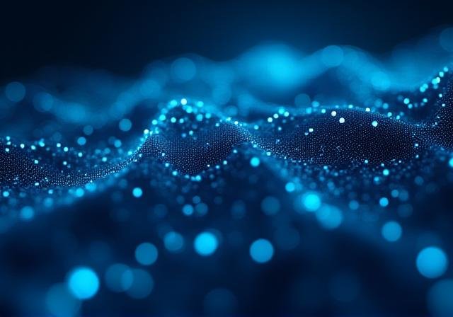 Abstract financial data visualization with glowing blue nodes