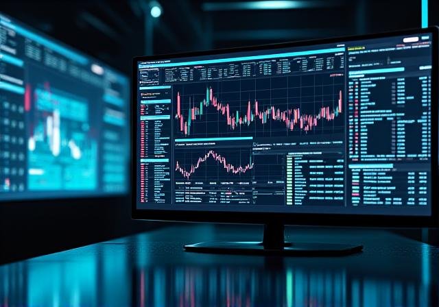 Complex data visualization showing risk metrics and volatility curves